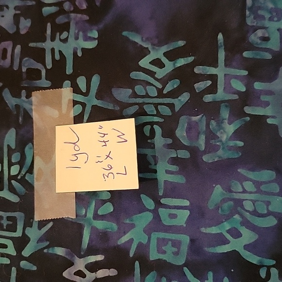 Variety of blues, black, greens, and purples in a Batik in Asian design … - Picture 3 of 7